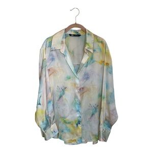 ZARA Women’s Colorful Tie-Dye Button Down Shirt